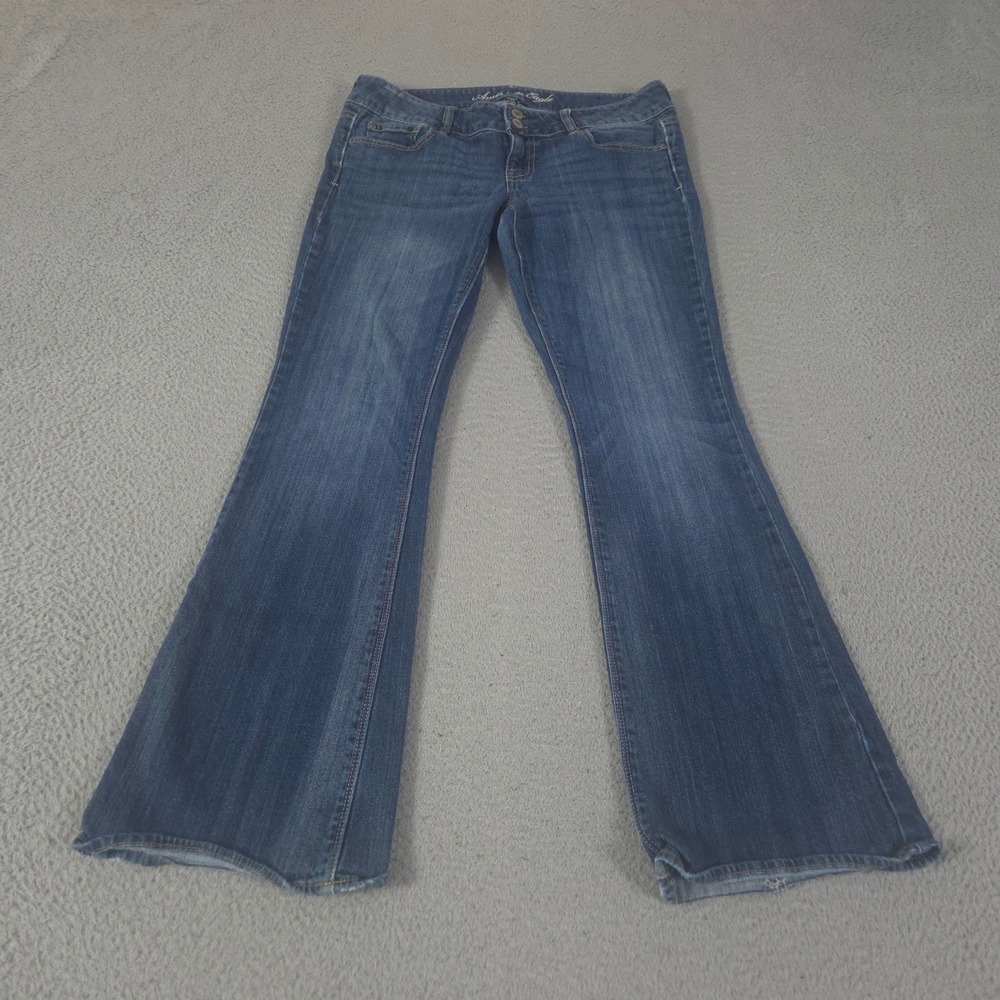 VINTAGE American Eagle Jeans Womens 10 Blue Artist Flare Double Button Fly 00s